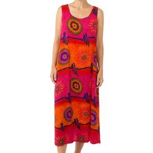 1990s Vintage Phases Bright Colorful Boho Mumu Dress Extra Large Bohemian